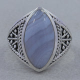 Natural Rainbow Moonstone Silver Ring