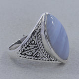 Natural Rainbow Moonstone Silver Ring