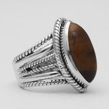 925 Sterling Silver Tiger Eye Rings