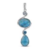 925 Sterling Silver Blue Larimar Pendant