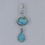 Blue Larimar & Blue Topaz 925 Sterling Silver Pendant