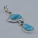 Blue Larimar & Blue Topaz 925 Sterling Silver Pendant