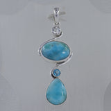 925 Sterling Silver Blue Larimar Pendant