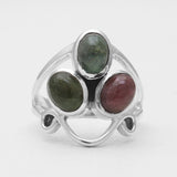 Larimar Three Stone Silver Rings