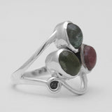Larimar Three Stone Silver Rings