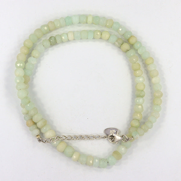 Natural Light Green Opal Faceted Rondelle Beads Necklace