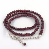 Garnet Beads Necklace 4mm Cabochon Round 17inch Adjustable