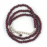 Garnet Beads Necklace 4mm Cabochon Round 17inch Adjustable