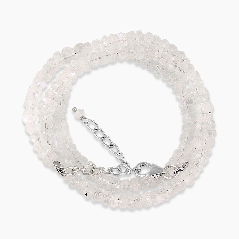 Natural Rainbow Moonstone Rondelle Beads Necklace