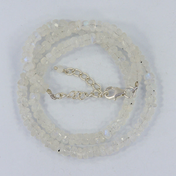 Natural Rainbow Moonstone Rondelle Beads Necklace