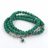 Natural Green Malachite Sterling Silver Beads Necklace