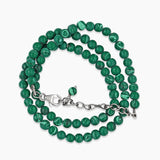 Natural Green Malachite Sterling Silver Beads Necklace