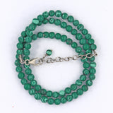 Natural Green Malachite Sterling Silver Beads Necklace