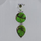 925 Sterling Silver Green Copper Pendant