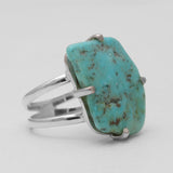 Arizona Turquoise Prong Set Silver Rings