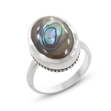 925 Sterling Silver Abalone Shell Ring