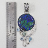 925 Sterling Silver Azorite Malachite Gemstone Pendant Set