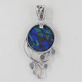 925 Sterling Silver Azorite Malachite Gemstone Pendant Set