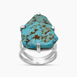 Arizona Turquoise Prong Set Silver Rings