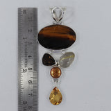 Natural Tiger's Eye Oval Checker SilverPendant