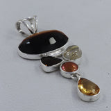 Natural Tiger's Eye Oval Checker SilverPendant