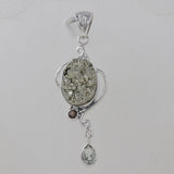 Natural Pyrite Druzy Silver Pendant Jewelry Set