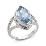 Blue Topaz Marquise Gemstone Silver Ring