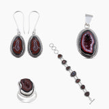 Coconut Geode 925 Sterling Silver Handmade Jewelry Pendant Set