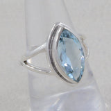 Blue Topaz Marquise Gemstone Silver Ring