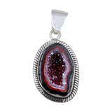 Coconut Geode 925 Sterling Silver Handmade Jewelry Pendant Set