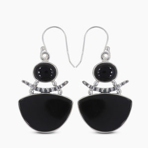 Black Onyx Silver Earrings