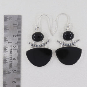 Black Onyx Silver Earrings