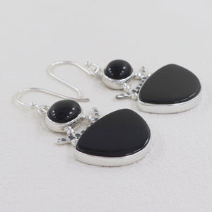 Black Onyx  Silver Earrings