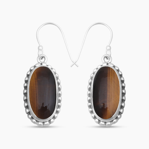 Tiger Eye Silver Earrings