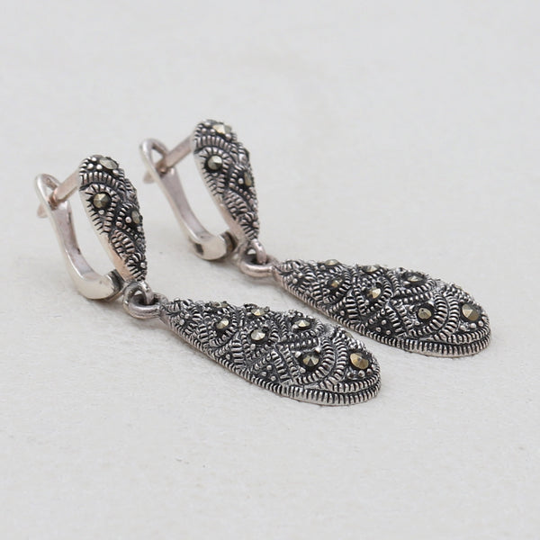 925 Sterling Silver Marcasite Earrings