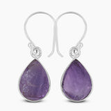 Raw Amethyst Silver Earrings