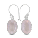 Pink Rose Quartz Gemstone Earrings in 925 Sterling Silver