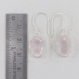 Pink Rose Quartz Gemstone Earrings in 925 Sterling Silver