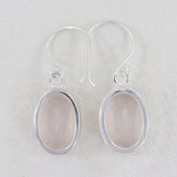 Pink Rose Quartz Gemstone Earrings in 925 Sterling Silver