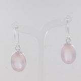 Pink Rose Quartz Gemstone Earrings in 925 Sterling Silver