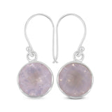 Pink Rose Quartz Gemstone Earrings in 925 Sterling Silver