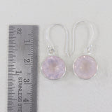 Pink Rose Quartz Gemstone Earrings in 925 Sterling Silver