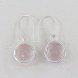 Pink Rose Quartz Gemstone Earrings in 925 Sterling Silver