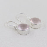 Pink Rose Quartz Gemstone Earrings in 925 Sterling Silver