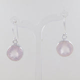 Pink Rose Quartz Gemstone Earrings in 925 Sterling Silver