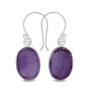 Raw Amethyst Silver Earrings