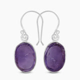 Raw Amethyst Silver Earrings