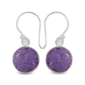 Raw Amethyst Silver Earrings