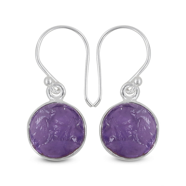Raw Amethyst Silver Earrings