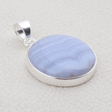 Blue Lace Agate 925 Silver Pendant